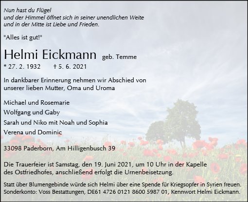 Erinnerungsbild für Wilhelma Eickmann