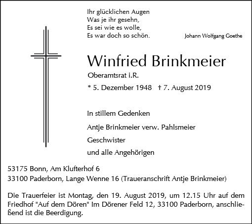 Erinnerungsbild für Winfried Brinkmeier