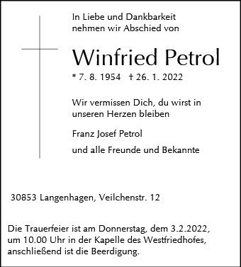 Erinnerungsbild für Winfried Petrol