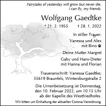 Erinnerungsbild für Wolfgang Gaedtke