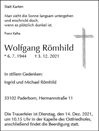 Erinnerungsbild für Wolfgang Römhild