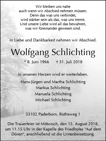 Erinnerungsbild für Wolfgang Schlichting