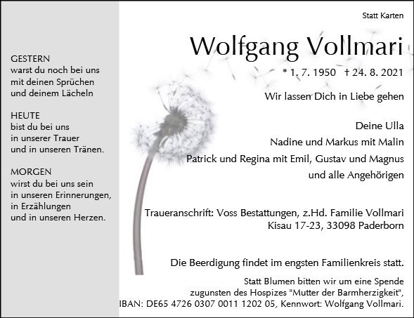 Erinnerungsbild für Wolfgang Vollmari