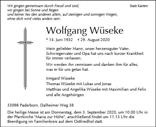 Erinnerungsbild für Wolfgang Wüseke 